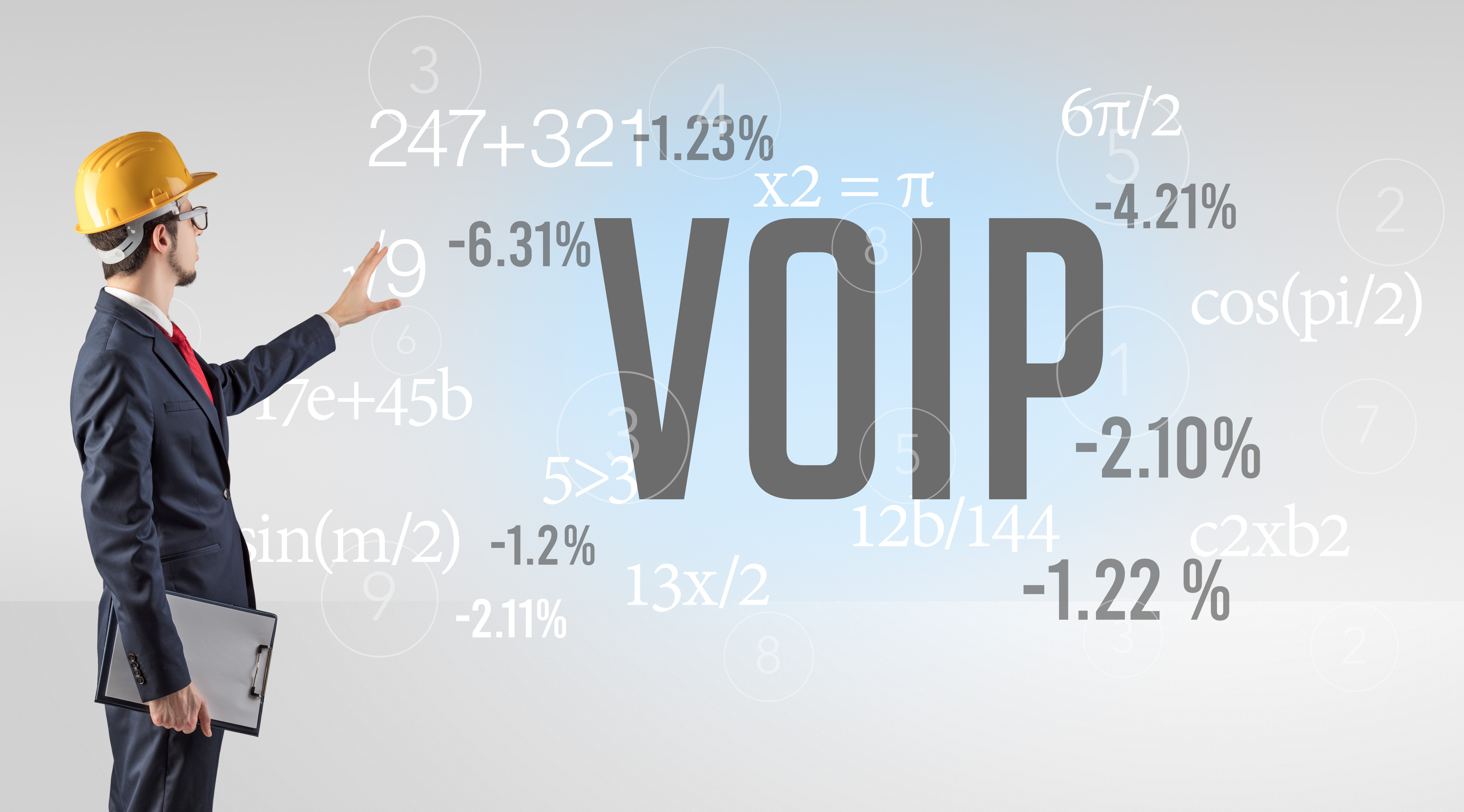 Technology Engineer in hard hat with VOIP abbreviation